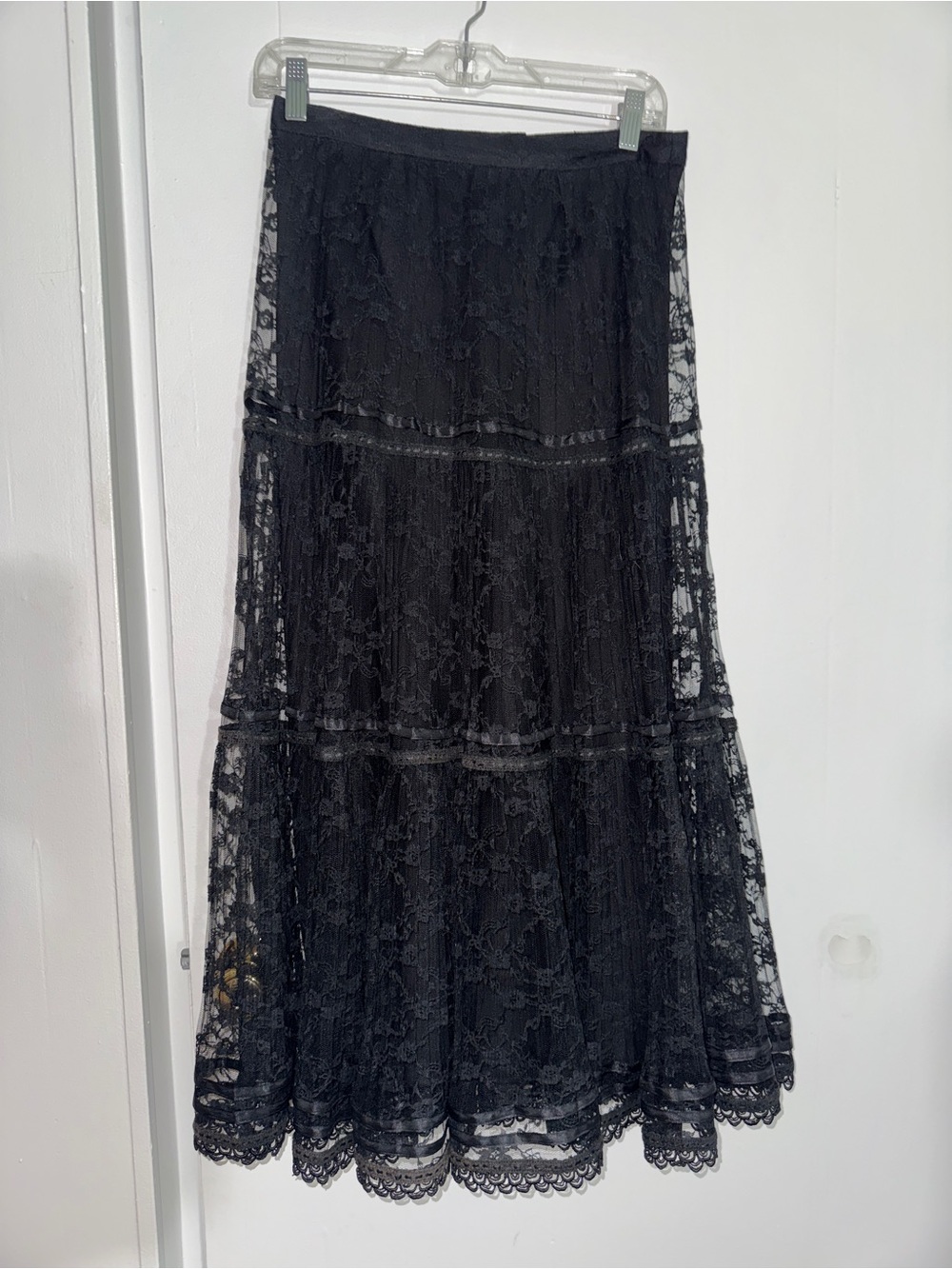 Express NY Vintage Black Lace Tiered Maxi